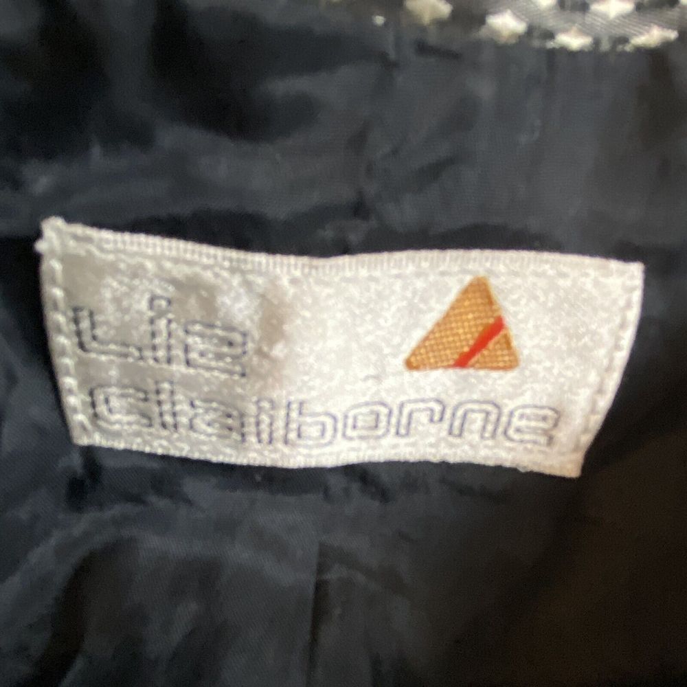 Liz Claiborne Windbreaker Jacket Black Gold Womens 8 Argyle Metallic Vintage - Picture 4 of 9